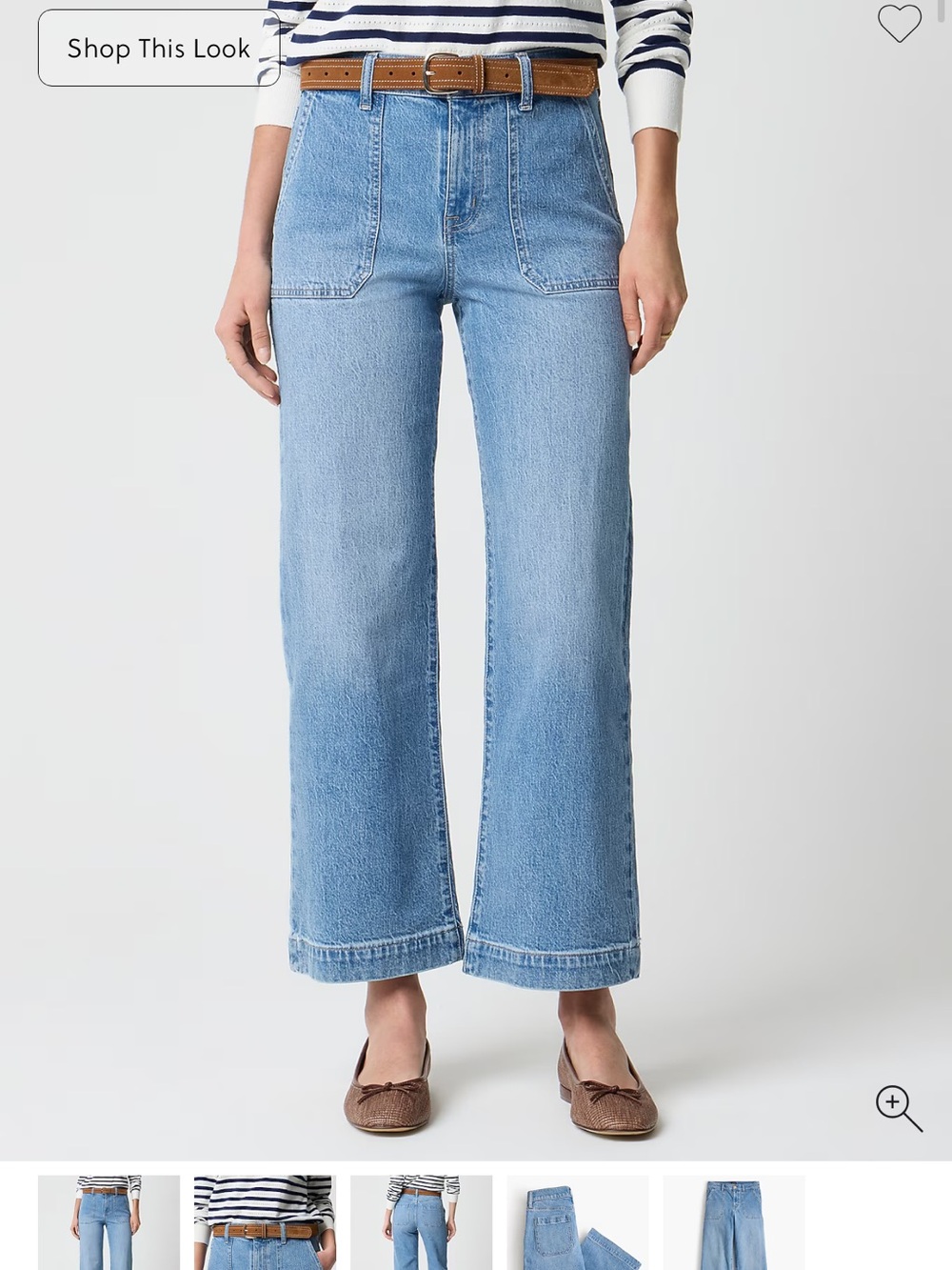 J. Crew Factory Wide-leg cropped utility-pocket jean in all-day stretch- petite